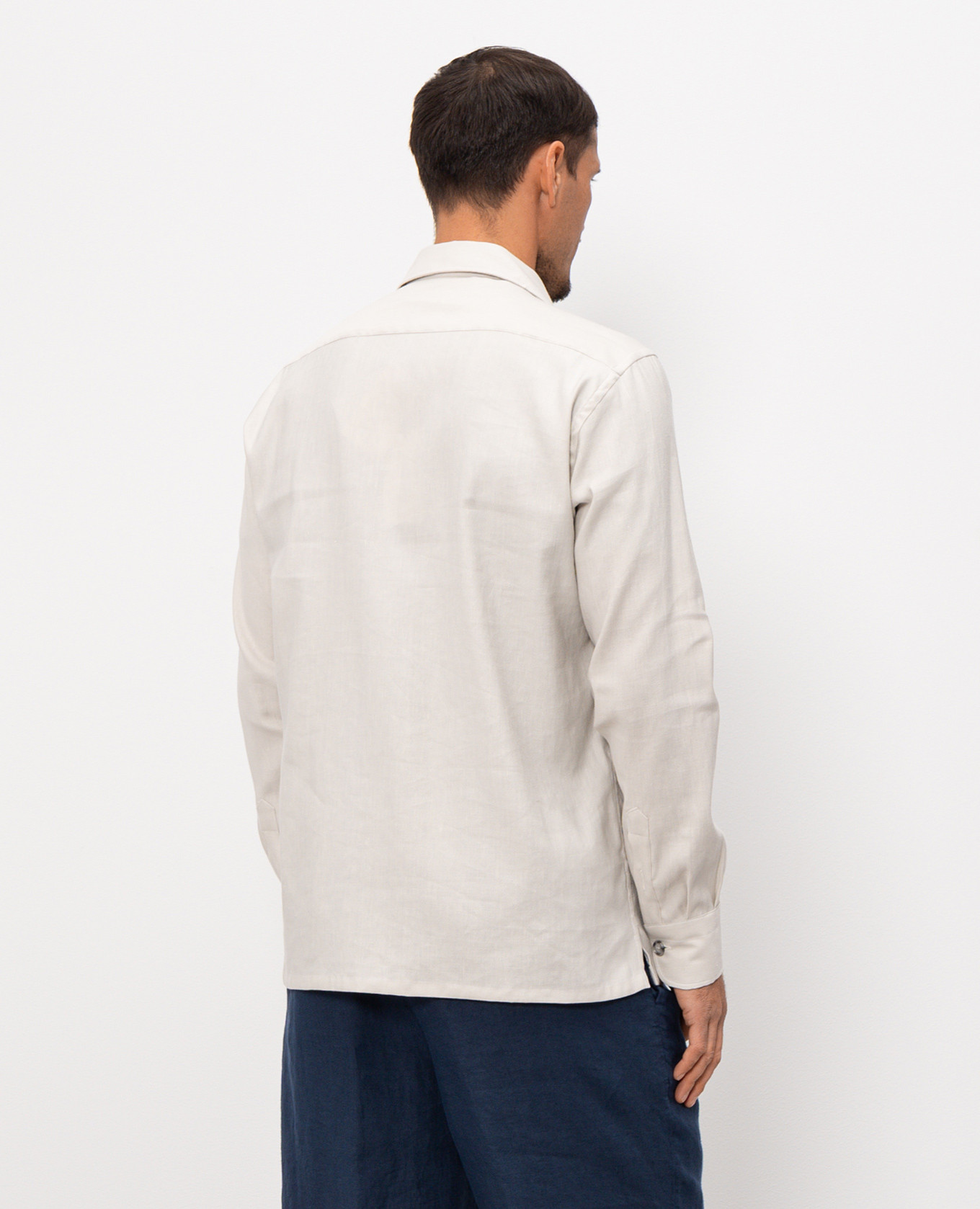 Gray shirt with linen Pini Parma 4