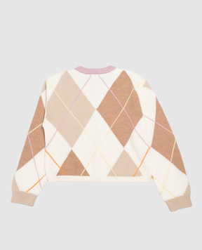 Fendi Children's wool cardigan with geometric pattern JFG266AJ8X812+