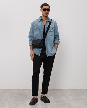 Dolce&Gabbana Blue denim shirt with holes G5OD5DG8OJ3