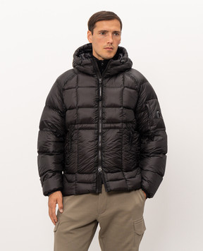 C.P. Company Black down jacket with logo patch MOW702A110416A