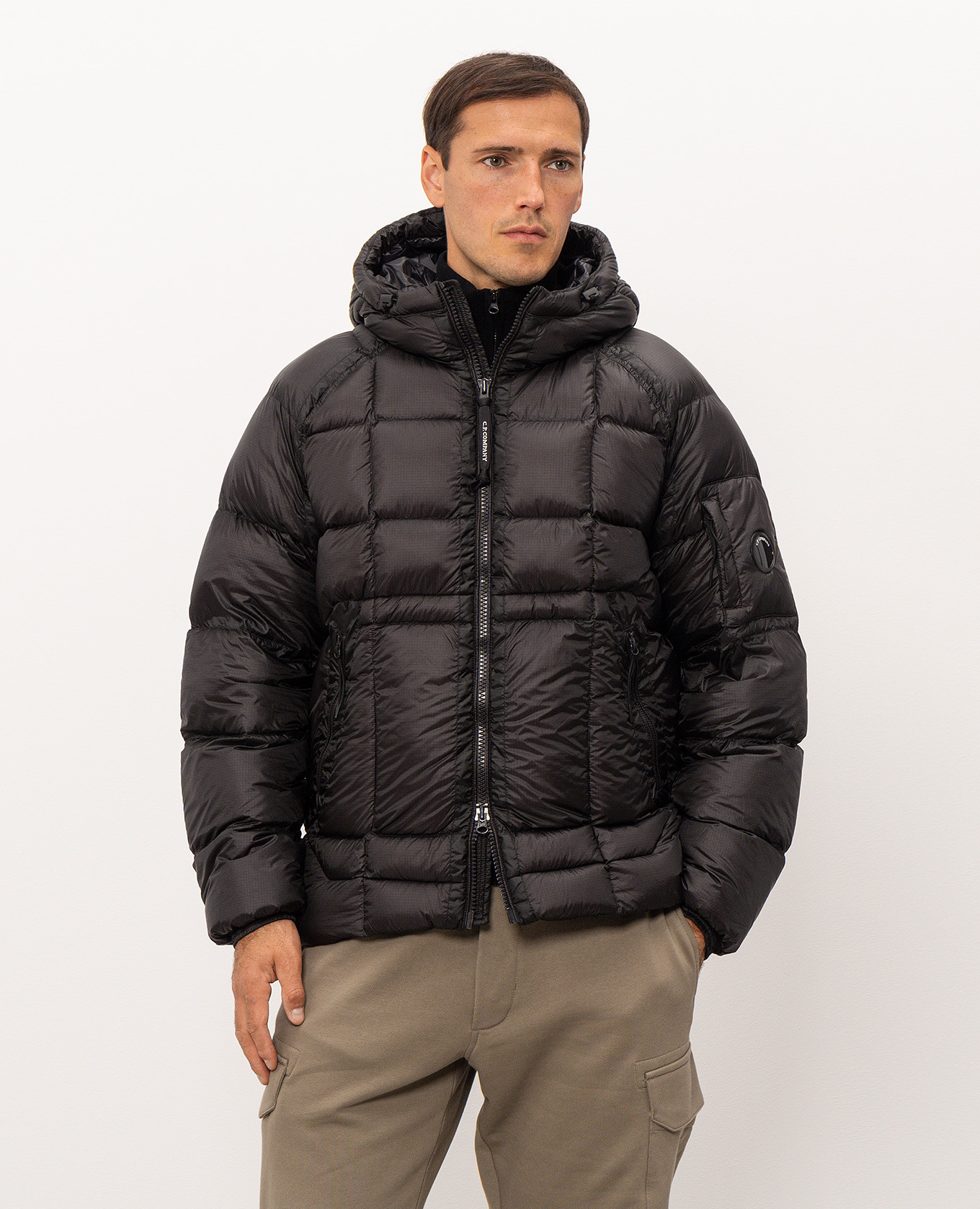 Black down jacket with logo patch C.P. Company 3