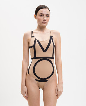 Toteme Beige swimsuit with monogram print 213842795