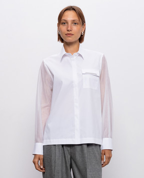 Peserico White silk shirt with monil chain A06641B8928