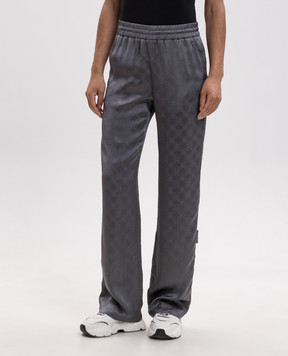 Off-White Gray pants with a logo pattern 2FH00526B