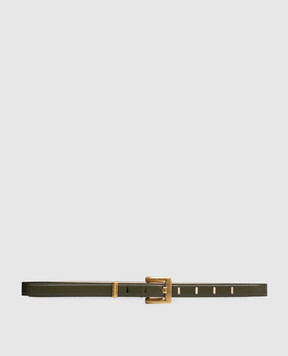 Balmain Anthem Khaki Leather Belt GN0WJ191LMTE