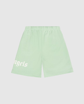 Palm Angels Children's green shorts with logo print PBCI006S26FLE001