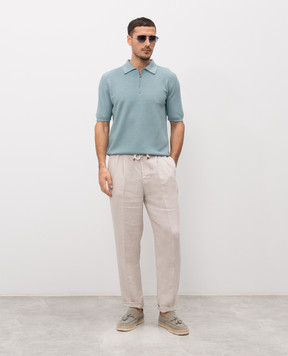 ISAIA Blue polo shirt made of wool, silk and cashmere MG8440Y0537