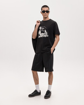 Palm Angels Black shorts with logo print PMCL00AS26FAB001