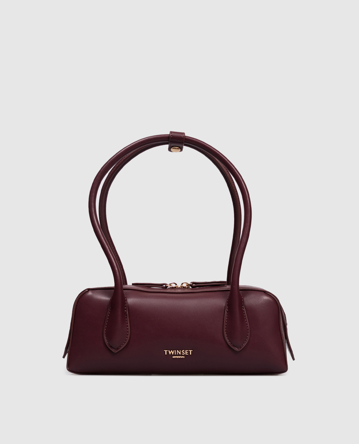 

Burgundy baguette bag with logo Twinset