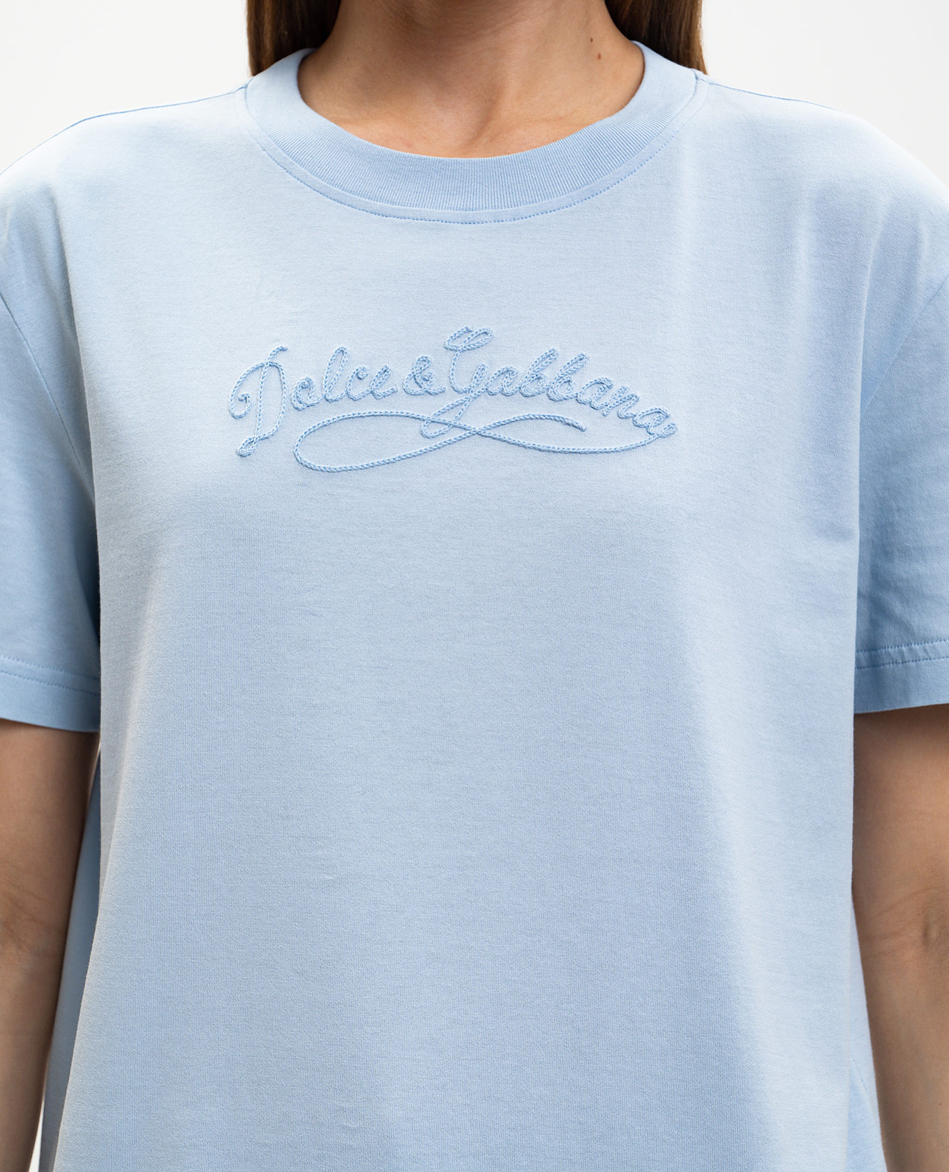 

Blue T-shirt with embroidered logo Dolce&Gabbana, Light blue