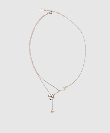 Silver chain with emblem and beads
