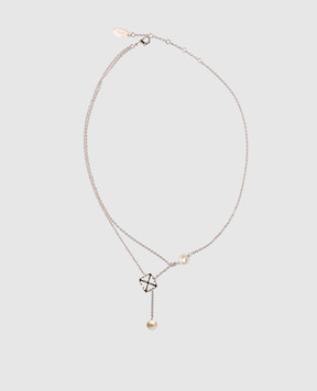 Off-White Silver chain with emblem and beads OWOB140S26MET001