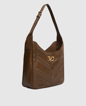 Valentino VLogo Brown Leather Hobo Bag 9W2B0T80KID