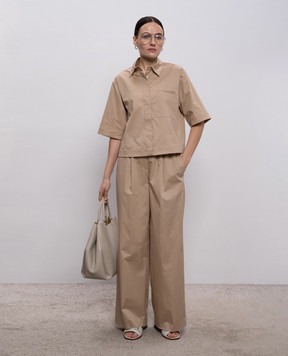 Peserico Beige pants with logo pattern A0460201979