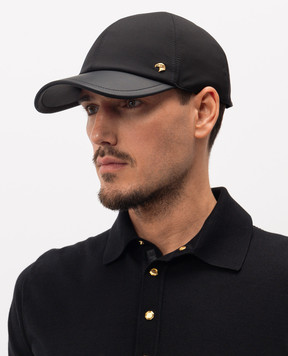 Stefano Ricci Black cap with leather peak MCV61NV15EPL001H