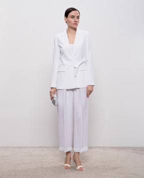 Peserico White linen pants with lapels P0403605435