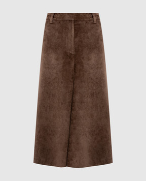 Brunello Cucinelli Brown corduroy skirt with monil chain MG547G4099