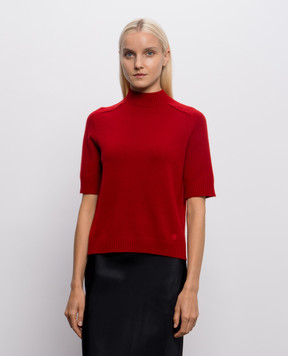 Loulou de Saison RUTH red cashmere sweater with short sleeves RUTH