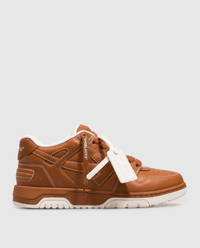 Off-White Out Of Office brown leather sneakers OF05734201
