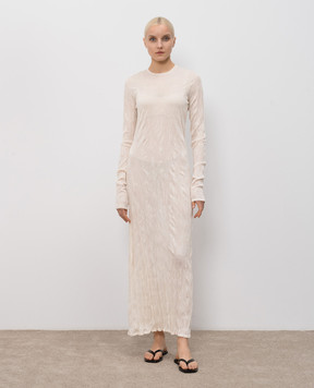 Toteme Beige midi dress with a harvester effect 262WRD0326YA0244
