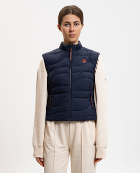 Moncler Blue down vest with patch L10931A00085597YW