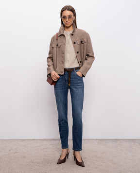 Brunello Cucinelli Beige linen and silk cardigan M10550216