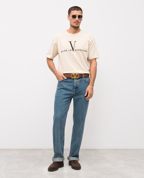 Valentino Beige T-shirt with logo print 8V3MG16PBAQ