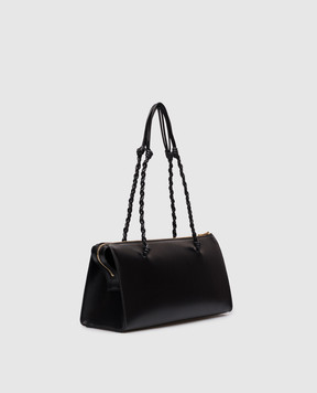 Jil Sander Black leather bag with logo print J07ZH0076P4841
