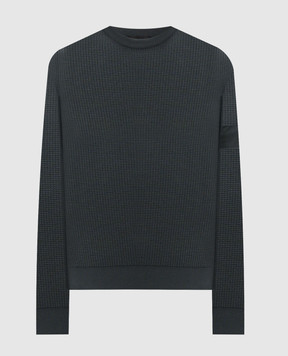 Moncler Grey wool sweater with logo patch L10919C00003M1131