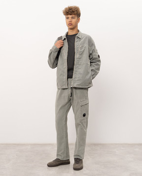 C.P. Company Grey corduroy pants with logo patch MPA108A006410O
