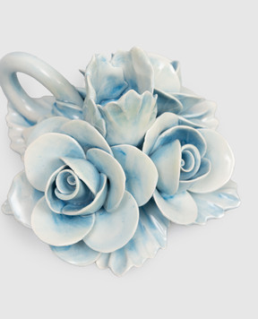 Bitossi Home Blue ceramic candlestick with roses EMP00414