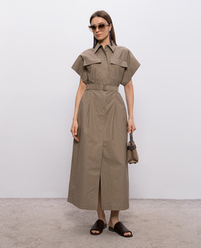 Brunello Cucinelli Brown shirt dress with monil chain ML140A5475