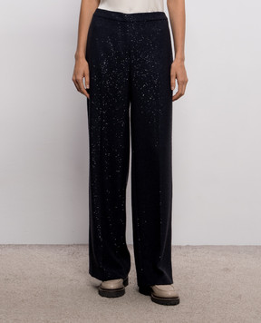 Peserico Blue sequined wool pants A0488701515