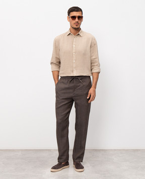 Canali Brown linen pants AE05958U97003