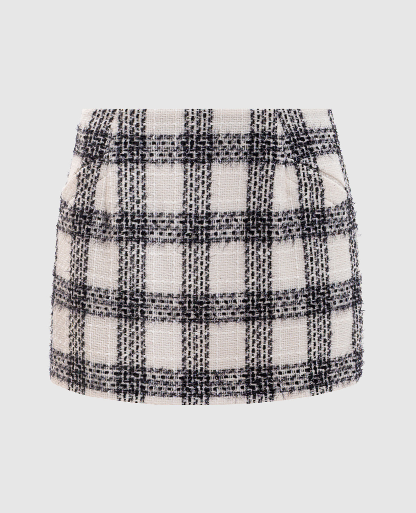 Ivory tweed mini skirt with wool