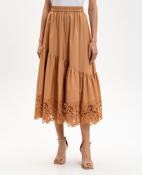 Twinset Brown midi skirt with ruffle 261LB2ACC