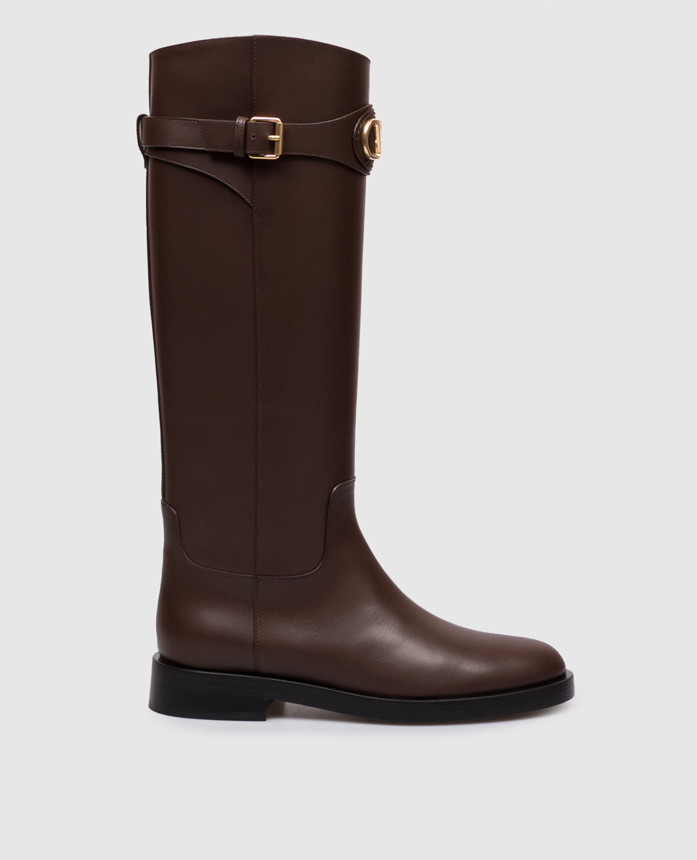 Brown leather boots with logo