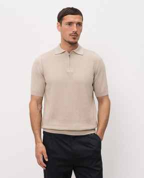Cashmere&Whiskey Beige polo shirt with a pattern CH104Z