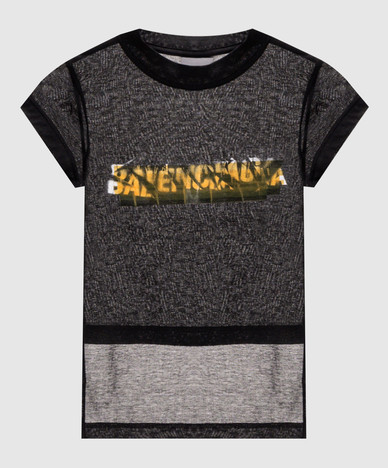 Black Messy Spray Chopped T-shirt