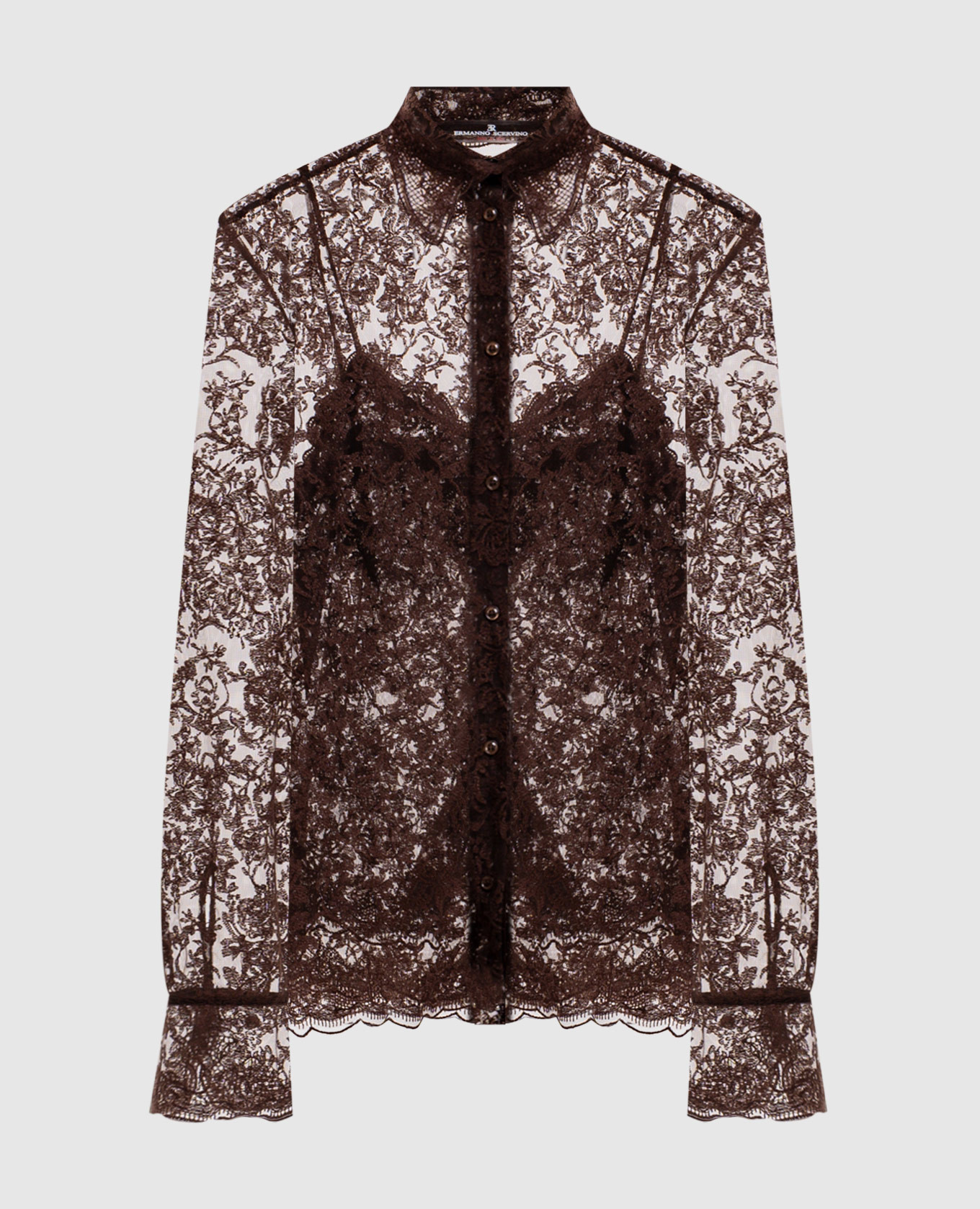Brown blouse with embroidery