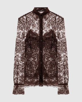 Ermanno Scervino Brown blouse with embroidery D492K393CSAPEYF