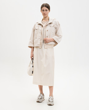 Peserico Ivory skirt with monil chain P05199A01919