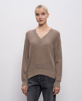 Brunello Cucinelli Brown pullover with lurex MST258302