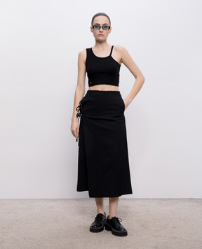 Y`S Yamamoto Black top with monogram embroidery YKT01060