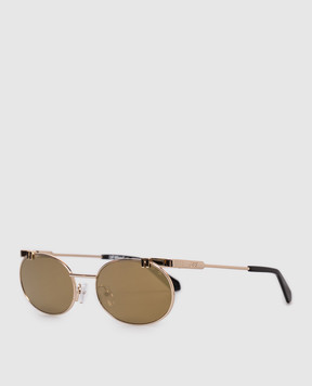 Off-White Gold-tone sunglasses with OFF logo and mirror effect OW2030767458