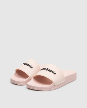 Palm Angels Pink sliders with textured logo PAWIU001MT001