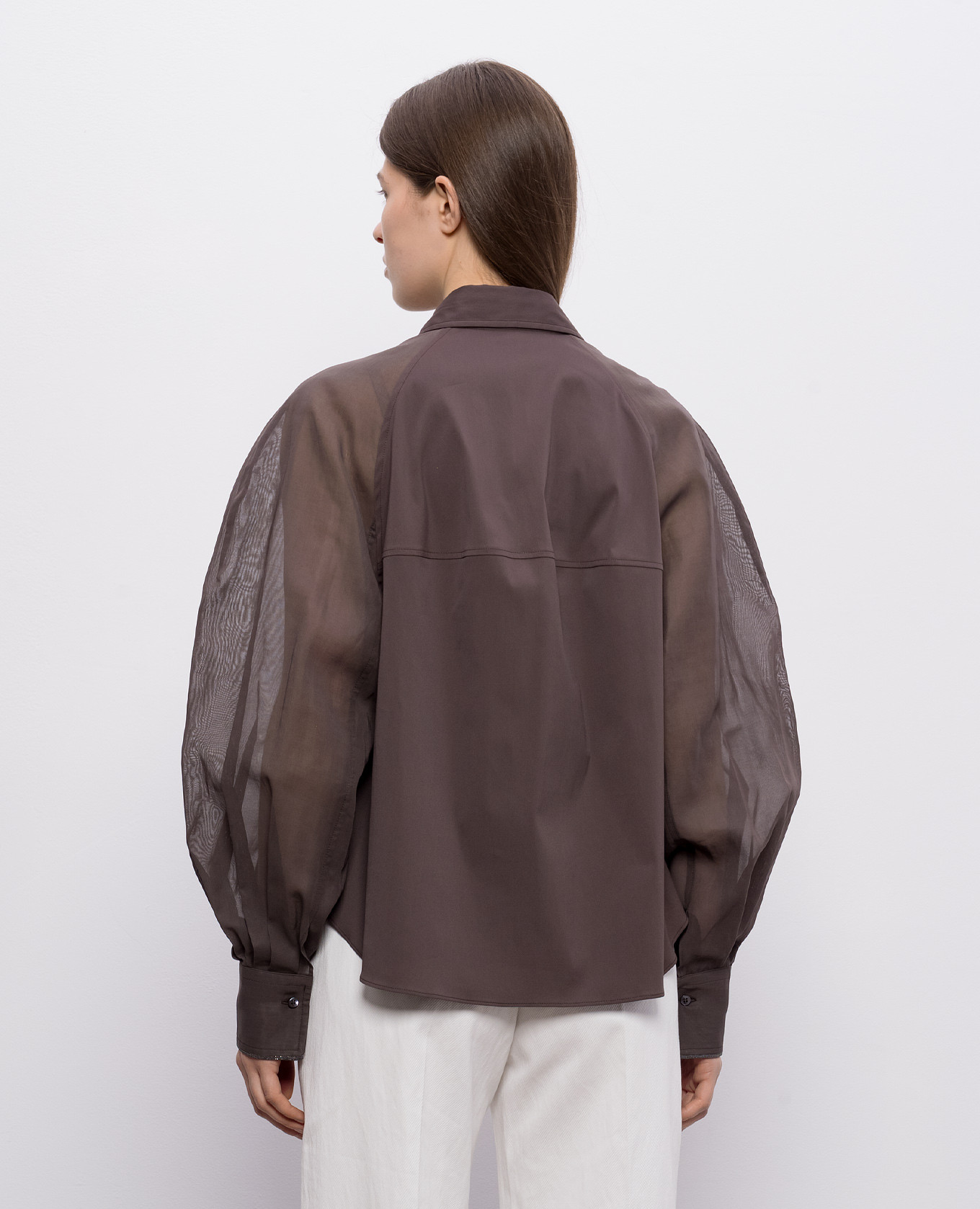 Brown blouse with monil chain Brunello Cucinelli 4