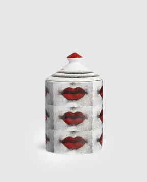 Fornasetti Scented candle - Bocche Décor in a ceramic candle holder FPSM005YFP