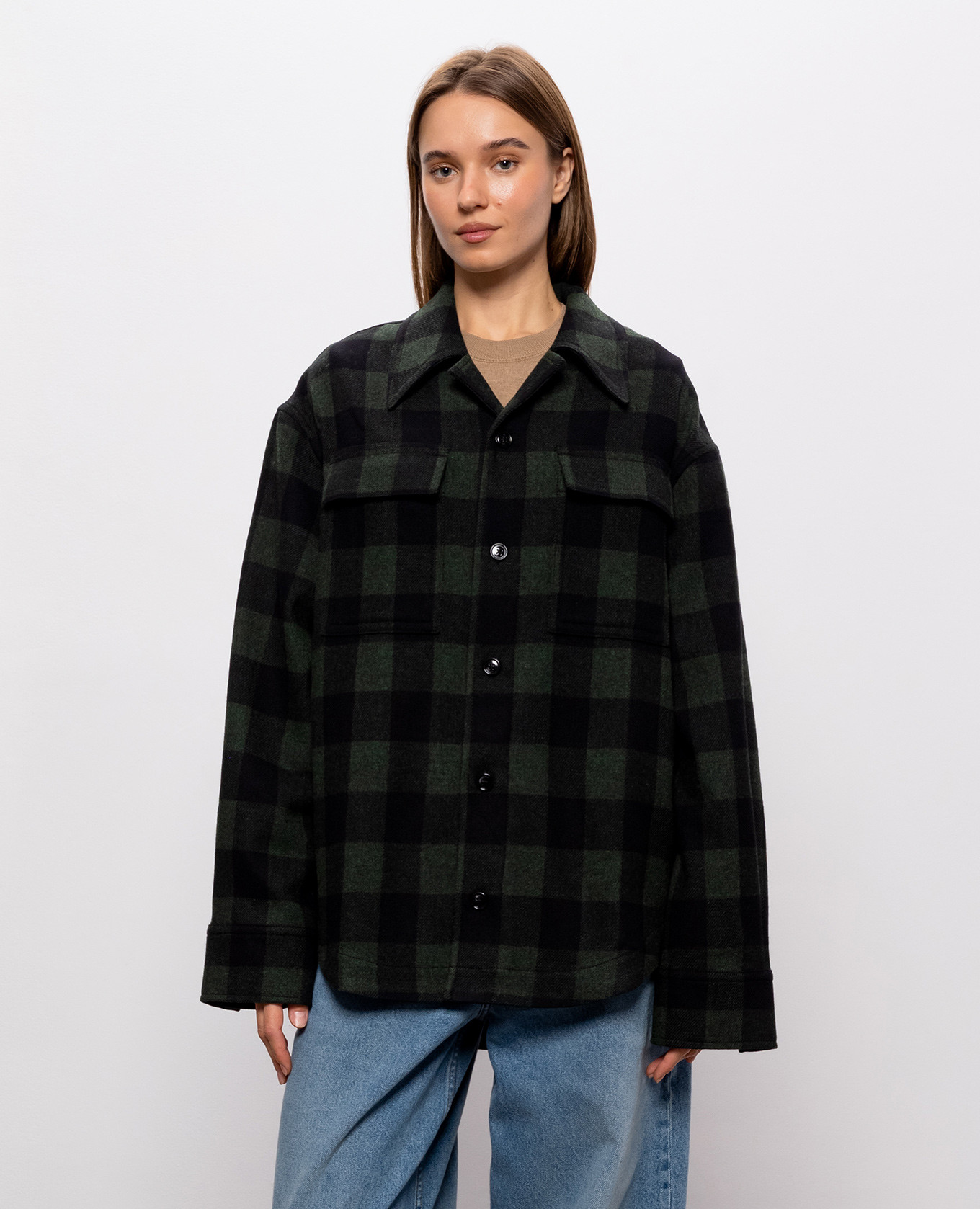 Green wool check shirt Ami Paris 3