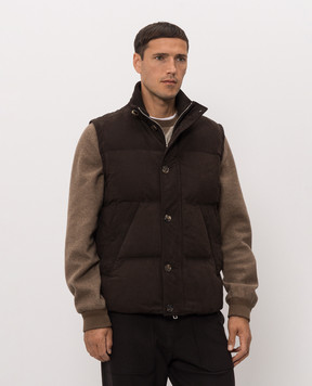 Brett Johnson Brown nubuck down vest FW26L1NUCAC